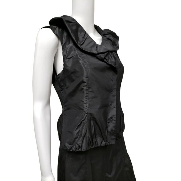 Teri Jon Rickie Freeman Black Collared Vest Top Elegant Size US 4 - Picture 4 of 6
